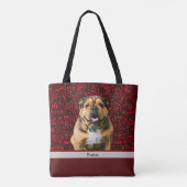Maroon Burgundy Brown Christmas Dog Foto Tasche (Rückseite)