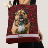 Maroon Burgundy Brown Christmas Dog Foto Tasche