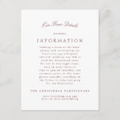 Maroon Burgundy Classic Elegant Formal Wedding Begleitkarte (Vorderseite)