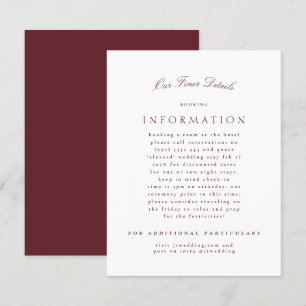 Maroon Burgundy Classic Elegant Formal Wedding Begleitkarte