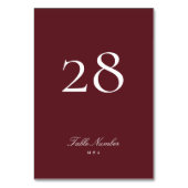 Maroon Burgundy Classic Formal Calligraphy Wedding Tischnummer (Vorderseite)