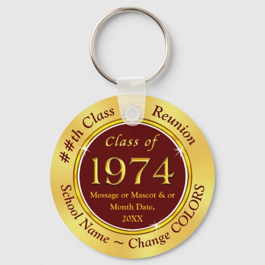 Maroon Burgundy Gold, Custom Class of 1974 Favors Schlüsselanhänger (Vorderseite)