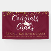 Maroon Burgundy Gold Script GLÜCKWUNSCHS GRADS Banner (Horizontal)