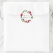 Maroon Burgundy Green Floral Polterabend Runder Aufkleber (Tasche)