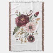 Maroon Burgundy Pink Aquarell Floral Botanisch Decke (Vorderseite Vertikal)