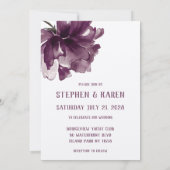 Maroon Burgundy Poppy Elegant Wedding Einladung (Rückseite)