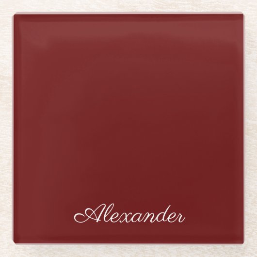 Maroon Burgundy Rust Red Solid gefärbt Glasuntersetzer (Vorderseite)
