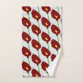 Maroon Cala Lily Design Badhandtuch Set (Handtuch)