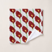 Maroon Cala Lily Design Badhandtuch Set (Waschlappen)