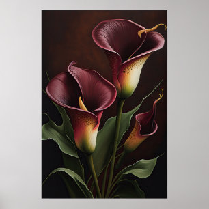 Maroon Calla Lilies Lily Blume Poster
