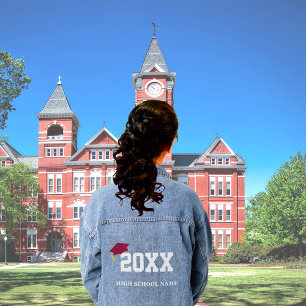 Maroon Cap-Klasse des 20XX-Abschlusses Jeansjacke