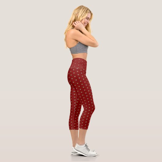 Maroon Capri Leggings für Aktives Leben (Rechts)