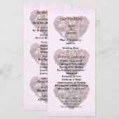 Maroon Carnation Heart Pink Bkgrnd Hochzeitsprogra Programm (Vorne/Hinten)