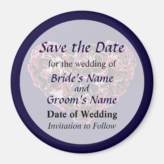 Maroon Carnation Heart Save the Date Magnet (Vorne)