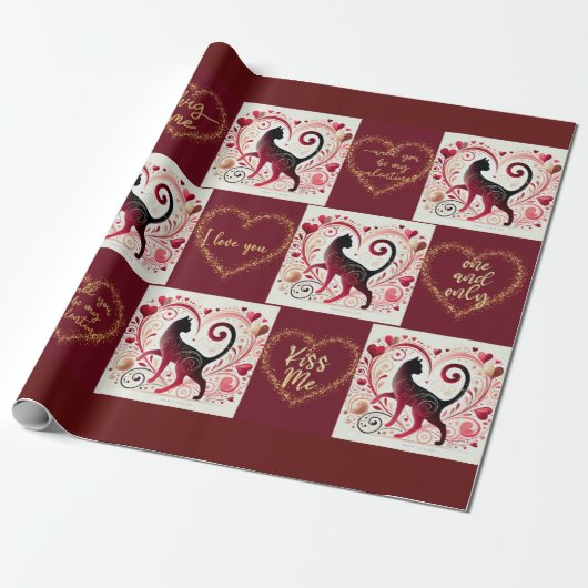 Maroon Cat - Wrapping Paper Geschenkpapier (Ungerollt)