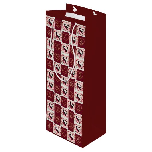 Maroon Cat - Wrapping Paper Geschenktüte Für Weinflaschen (Rückseite Schrägansicht)