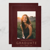 Maroon Chalk Border Modern Foto University Grad Ankündigung (Vorne/Hinten)