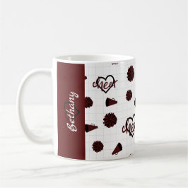 Maroon Cheer Hearts, Pom Poms, Megaphone Muster Kaffeetasse
