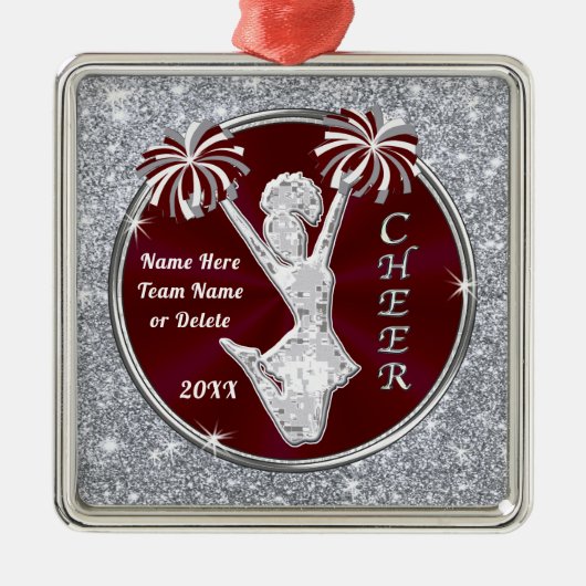 Maroon, Cheerleader Christmas Ornament Aus Metall (Vorne)
