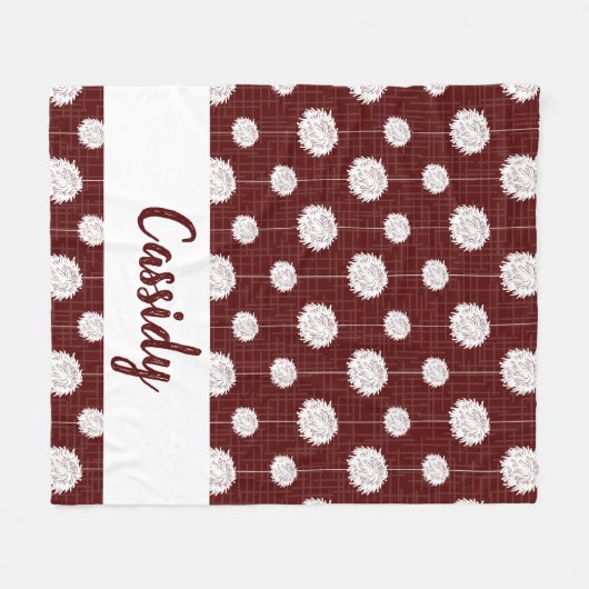 Maroon Cheerleader Pom Pom Pattern Fleecedecke (Vorderseite (Horizontal))