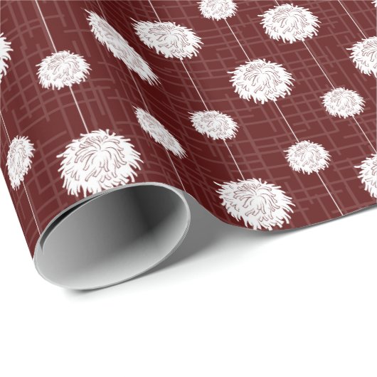 Maroon Cheerleader Pom Pom Pattern Geschenkpapier (Rolleneckpunkt)