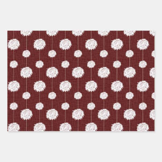 Maroon Cheerleader Pom Pom Pattern Geschenkpapier Set (Vorderseite 3)