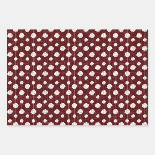 Maroon Cheerleader Pom Pom Pattern Geschenkpapier Set (Vorderseite)