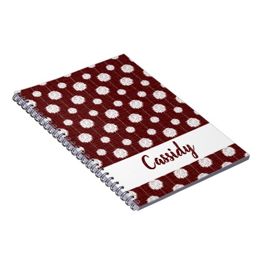 Maroon Cheerleader Pom Pom Pattern Notizblock (Rechte Seite)
