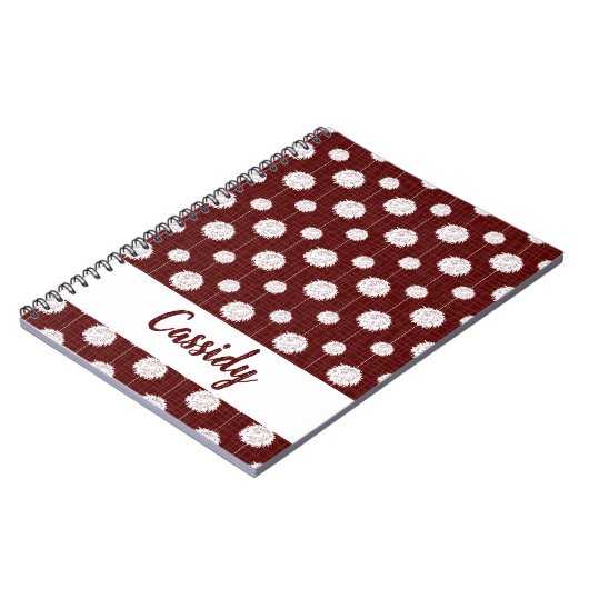 Maroon Cheerleader Pom Pom Pattern Notizblock (Linke Seite)