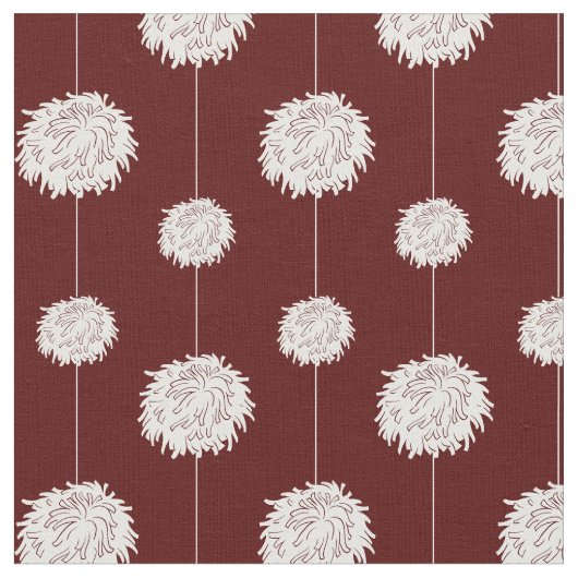 Maroon Cheerleader Pom Pom Pattern Stoff (Nahaufnahme)