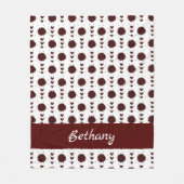 Maroon Cheerleader Pom Poms & Hearts Pattern Fleecedecke (Vorderseite)