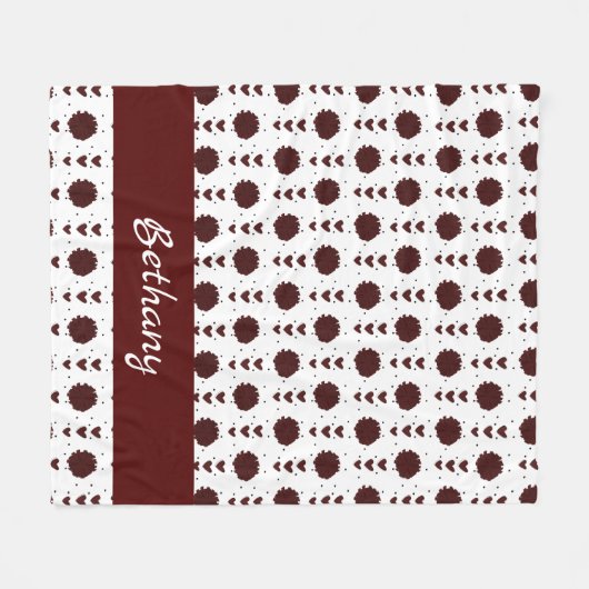Maroon Cheerleader Pom Poms & Hearts Pattern Fleecedecke (Vorderseite (Horizontal))