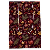 MAROON CHRISTMAS FESTIVE DEKORATION GOLDENER FLUSS MITTLERE GESCHENKTÜTE (Rückseite)