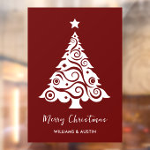 Maroon Christmas Tree Business Window Decoration Fensteraufkleber (Blatt 2)