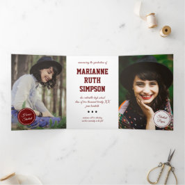 Maroon Circles 5-Foto-Abschluss Dreifach Gefaltete Einladung