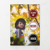 Maroon Circles 5-Foto-Abschluss Dreifach Gefaltete Einladung (Cover)