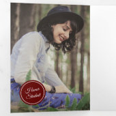 Maroon Circles 5-Foto-Abschluss Dreifach Gefaltete Einladung (Innen Erste Seite)