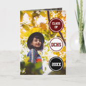 Maroon Circles Foto Abschluss Einladung (Vorderseite)