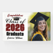 Maroon Class of 2026 Graduation Party Photo Banner (Horizontal)