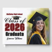 Maroon Class of 2026 Graduation Photo Gästebuch (Vorderseite)