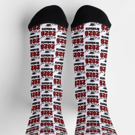 Maroon Class of 2026 Graduation Socken (Oben)