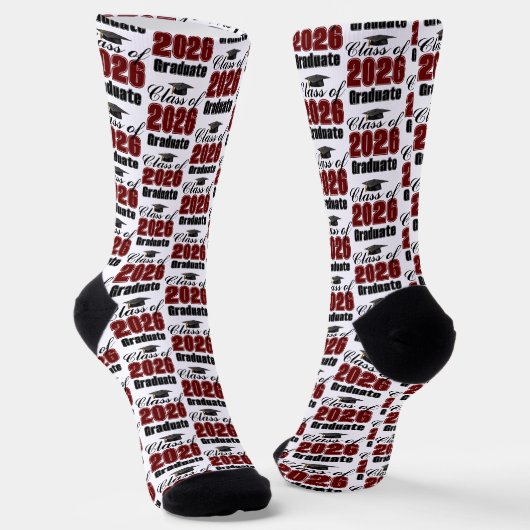 Maroon Class of 2026 Graduation Socken (Gewinkelt)