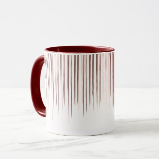 Maroon Coffee Stilvolle Streifenmuster Tasse (Vorderseite Links)