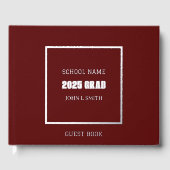 Maroon Color School Grad mit Namen Gästebuch (Vorderseite)