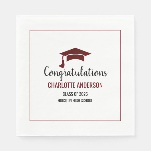 Maroon Congrats Graduation Serviette (Vorderseite)