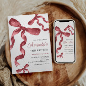 Maroon Coquette Bow Birthday Einladung