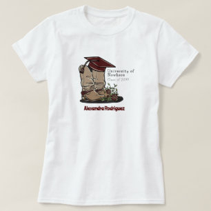 Maroon Cowboy Boot Graduation Cap & Blume T-Shirt