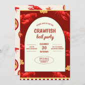 Maroon Crawfish Boil Party Picnic Celebration Einladung (Vorne/Hinten)
