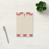 Maroon Cream Kariert Kraft Rustic Monogram Initial Post-it Klebezettel (Büro)