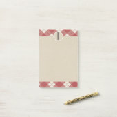 Maroon Cream Kariert Kraft Rustic Monogram Initial Post-it Klebezettel (Auf Schreibtisch)